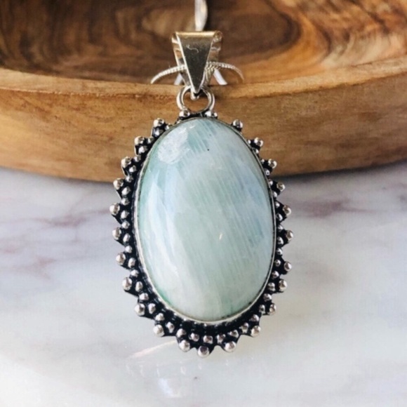 Silver Plated Oval Cut Moonstone Stone Statement Boho Necklace - Picture 1 of 9